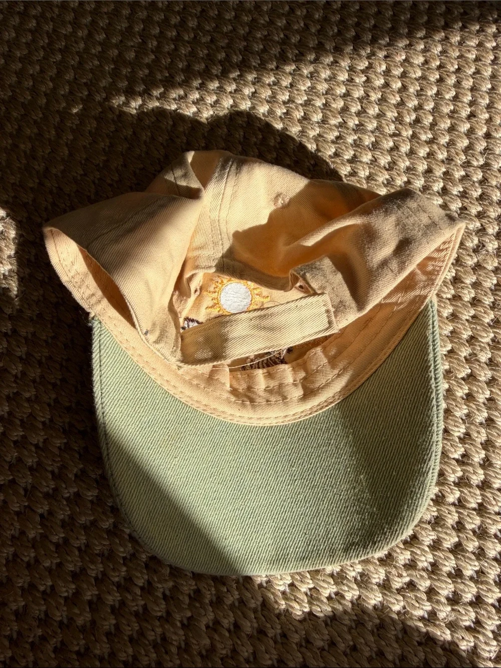 Vintage kids Beige & Sage Horse Embroidered Kids Cap
